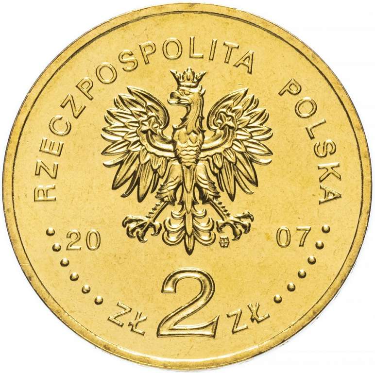 (141) Монета Польша 2007 год 2 злотых &quot;Торунь&quot;  Латунь  UNC